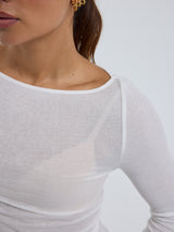 Seamless Basic Cotton Boat Neck | Bomuld L/S T-Shirt Off-white