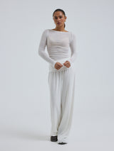 Seamless Basic Cotton Boat Neck | Bomuld L/S T-Shirt Off-white