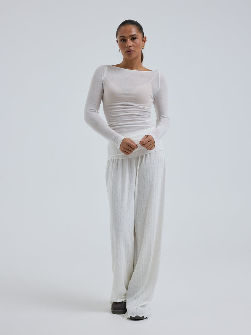 Seamless Basic Cotton Boat Neck | Bomuld L/S T-Shirt Off-white