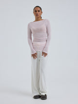 Seamless Basic Cotton Boat Neck | Bomuld L/S T-Shirt Pale Rose