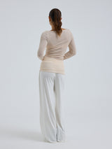 Seamless Basic Cotton Boat Neck | Bomuld L/S T-Shirt Rosa Beige