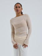 Cotton Boat Neck | Bomuld - Rosa Beige