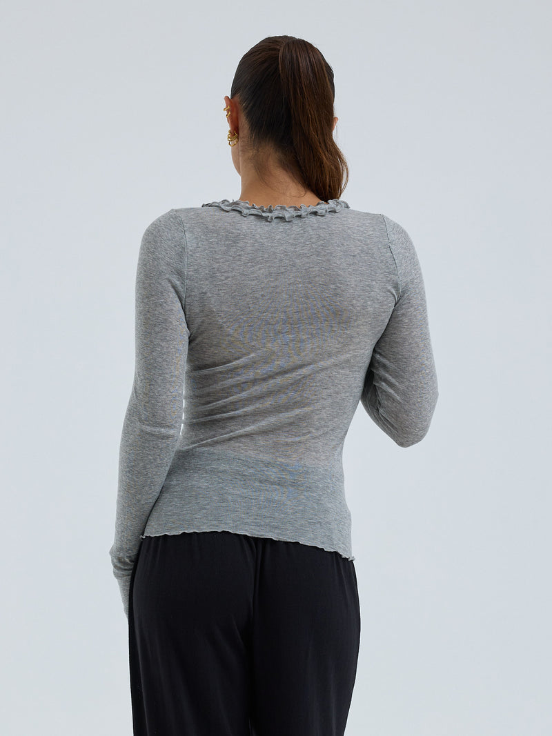 Seamless Basic Cotton Cardy | Bomuld Cardigan Gråmelange