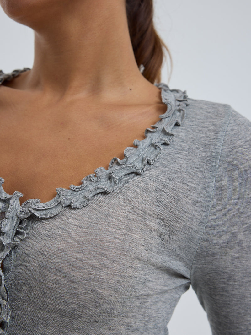 Seamless Basic Cotton Cardy | Bomuld Cardigan Gråmelange