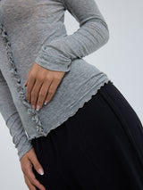 Seamless Basic Cotton Cardy | Bomuld Cardigan Gråmelange