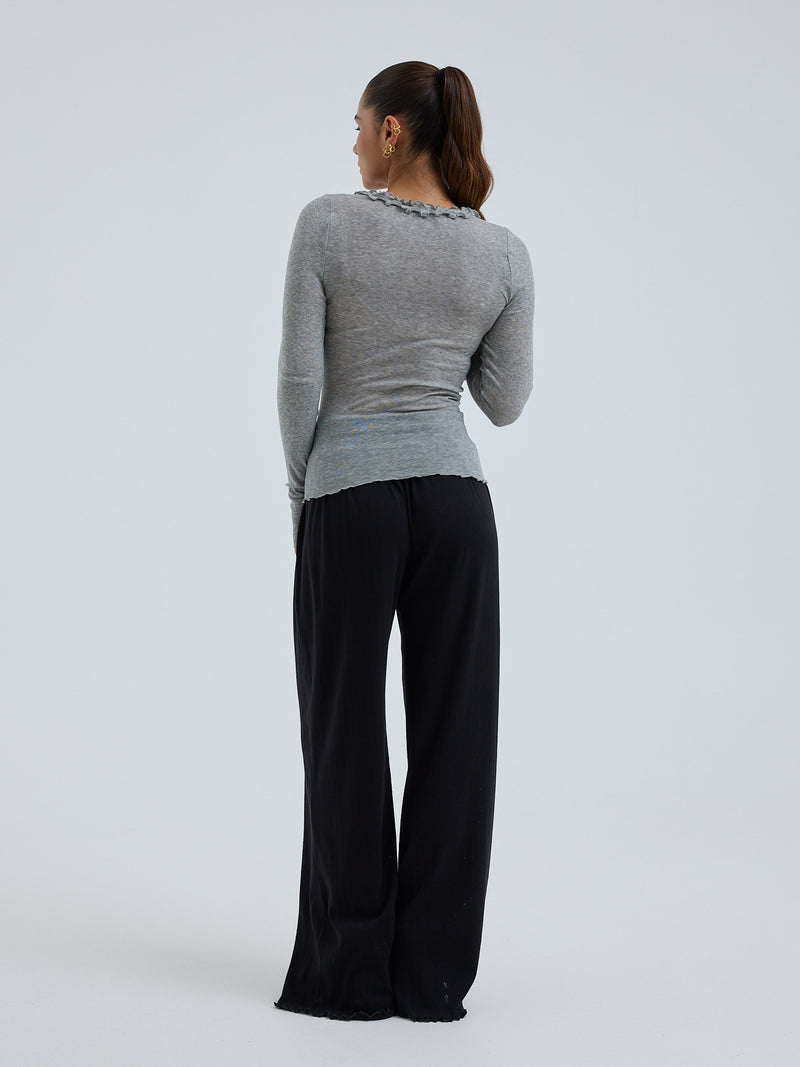 Seamless Basic Cotton Cardy | Bomuld Cardigan Gråmelange