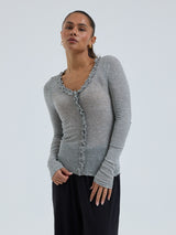 Seamless Basic Cotton Cardy | Bomuld Cardigan Gråmelange