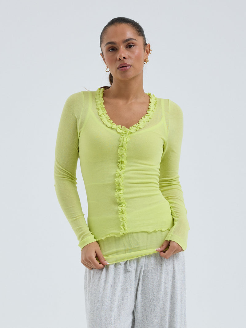 Seamless Basic Cotton Cardy | Bomuld Cardigan Neon Yellow