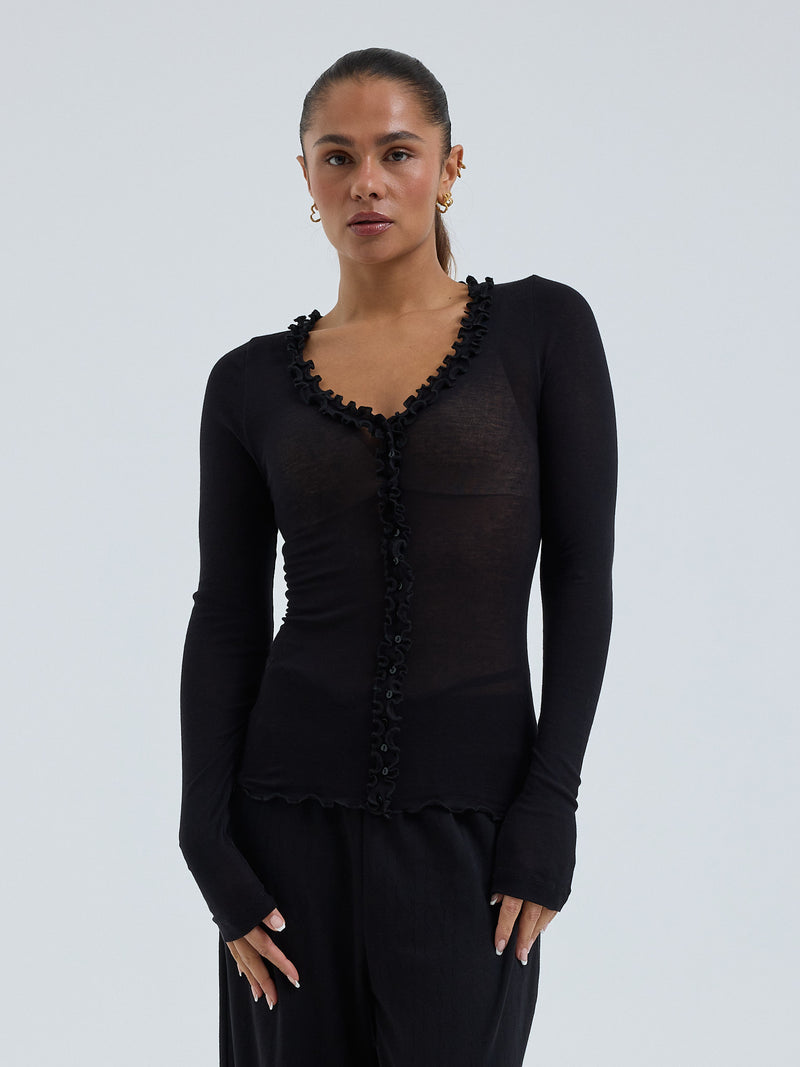 Seamless Basic Cotton Cardy | Bomuld Cardigan Sort