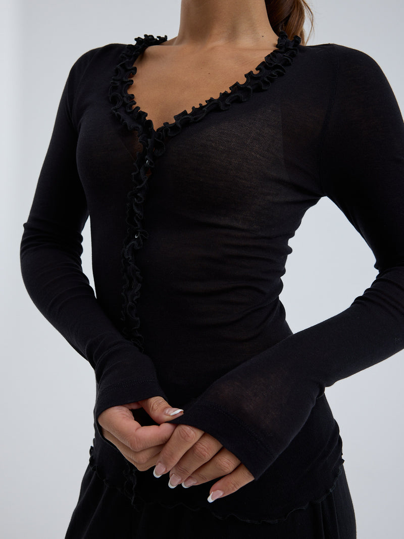 Seamless Basic Cotton Cardy | Bomuld Cardigan Sort