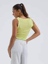 Seamless Basic Cotton Crop Top | Bomuld Tanktop Neon Yellow