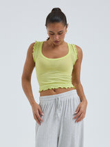 Seamless Basic Cotton Crop Top | Bomuld Tanktop Neon Yellow