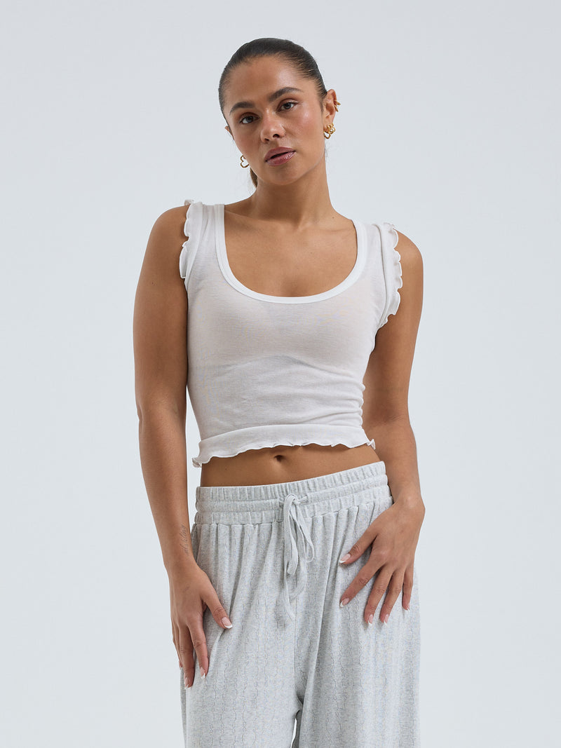 Seamless Basic Cotton Crop Top | Bomuld Tanktop Off-white