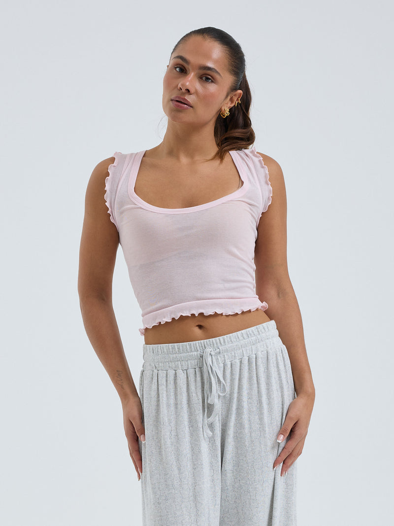Seamless Basic Cotton Crop Top | Bomuld Tanktop Pale Rose