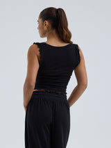 Seamless Basic Cotton Crop Top | Bomuld Tanktop Sort