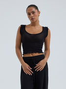 Cotton Crop Top | Bomuld - Sort