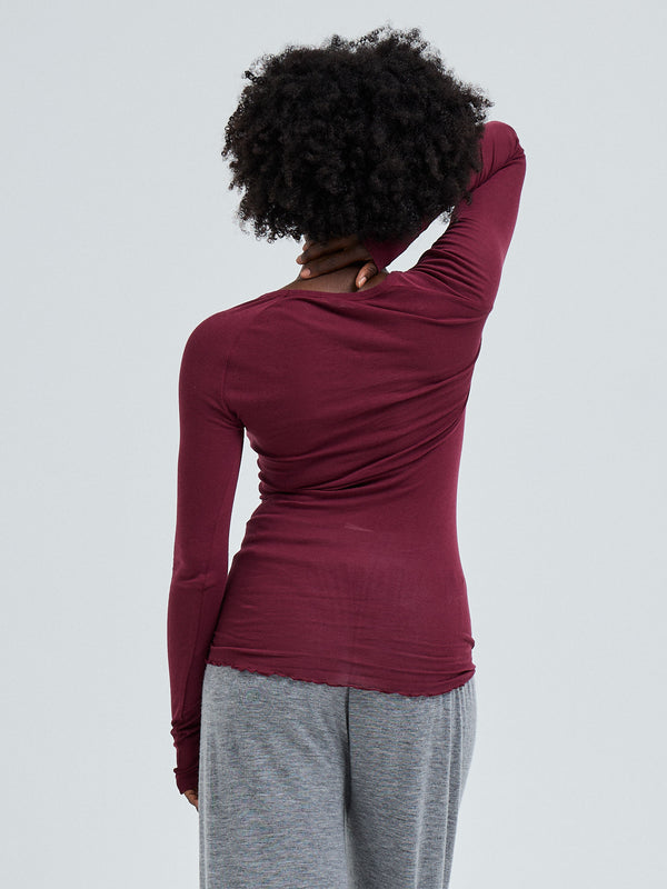 Seamless Basic Cotton Elvira | Bomuld L/S T-Shirt Burgundy