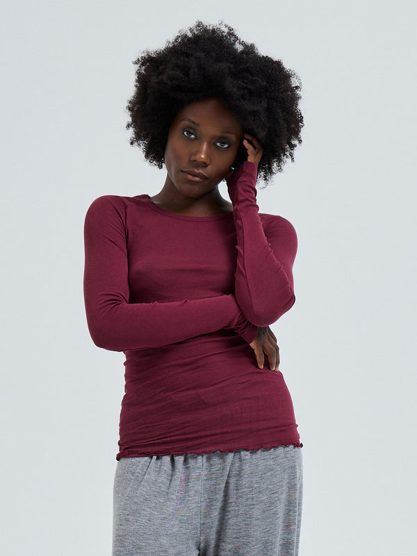 Seamless Basic Cotton Elvira | Bomuld L/S T-Shirt Burgundy