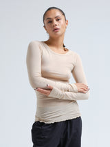 Seamless Basic Cotton Elvira | Bomuld L/S T-Shirt Dark sand