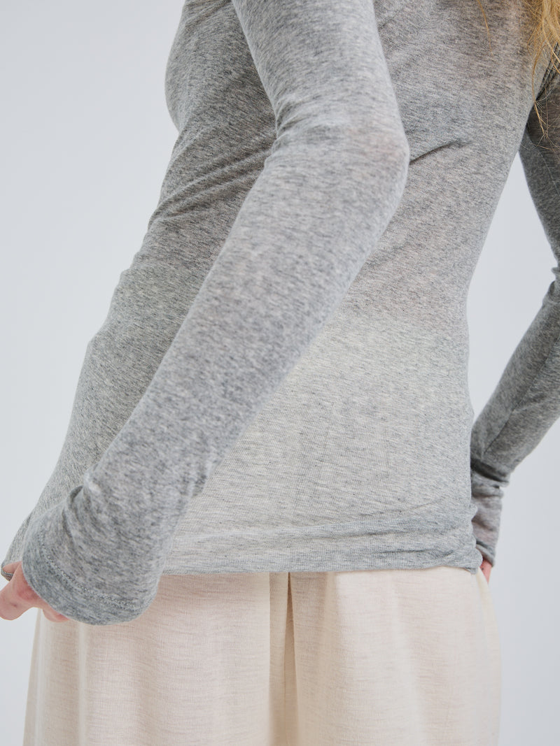 Seamless Basic Cotton Elvira | Bomuld L/S T-Shirt Gråmelange