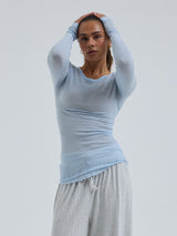 Seamless Basic Cotton Elvira | Bomuld L/S T-Shirt Hazy Sky
