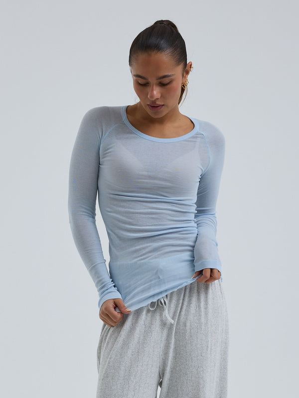 Seamless Basic Cotton Elvira | Bomuld L/S T-Shirt Hazy Sky