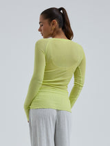 Seamless Basic Cotton Elvira | Bomuld L/S T-Shirt Neon Yellow