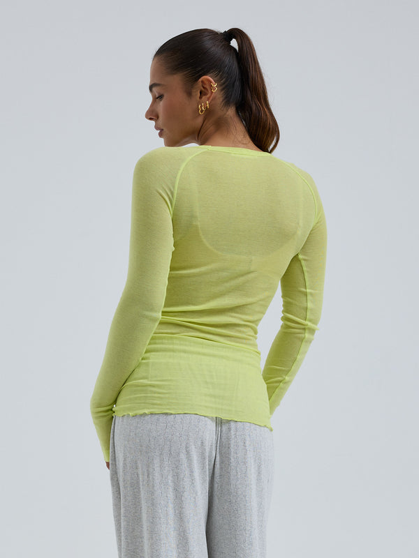 Seamless Basic Cotton Elvira | Bomuld L/S T-Shirt Neon Yellow