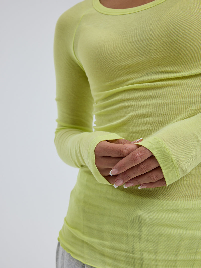 Seamless Basic Cotton Elvira | Bomuld L/S T-Shirt Neon Yellow