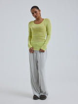 Seamless Basic Cotton Elvira | Bomuld L/S T-Shirt Neon Yellow