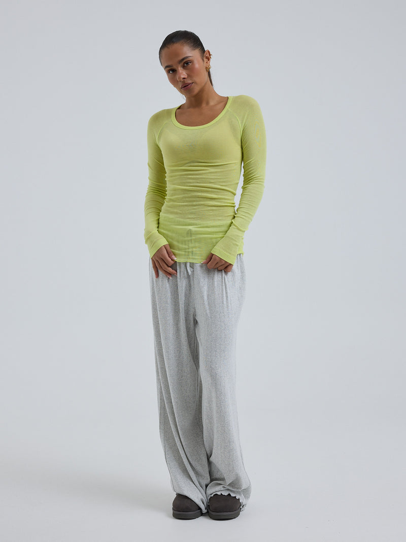 Seamless Basic Cotton Elvira | Bomuld L/S T-Shirt Neon Yellow