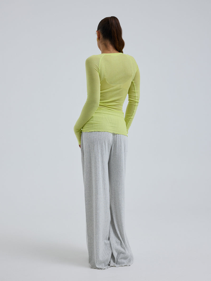 Seamless Basic Cotton Elvira | Bomuld L/S T-Shirt Neon Yellow