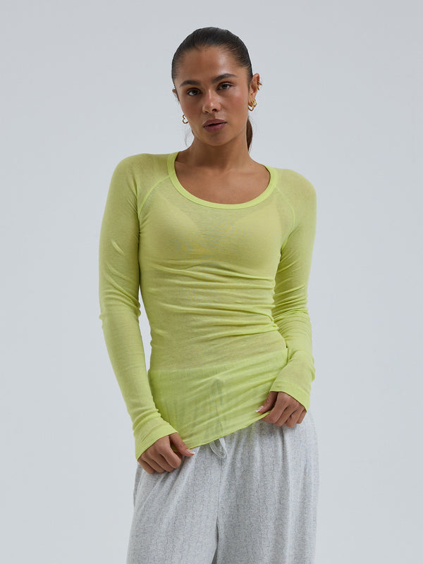 Seamless Basic Cotton Elvira | Bomuld L/S T-Shirt Neon Yellow