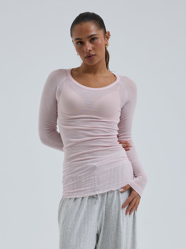 Seamless Basic Cotton Elvira | Bomuld L/S T-Shirt Pale Rose