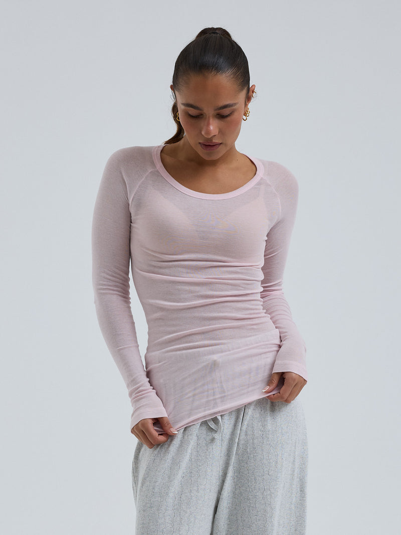 Seamless Basic Cotton Elvira | Bomuld L/S T-Shirt Pale Rose