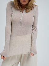 Seamless Basic Cotton Granddad | Bomuld L/S T-Shirt Desert Melange