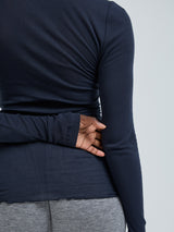 Seamless Basic Cotton Granddad | Bomuld L/S T-Shirt Midnight