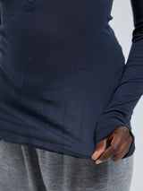 Seamless Basic Cotton Granddad | Bomuld L/S T-Shirt Midnight