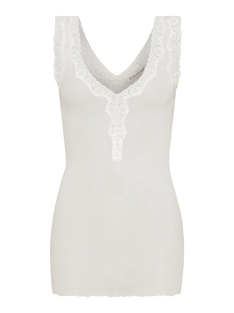 Seamless Basic Cotton Lacey | Bomuld Tanktop Off-white