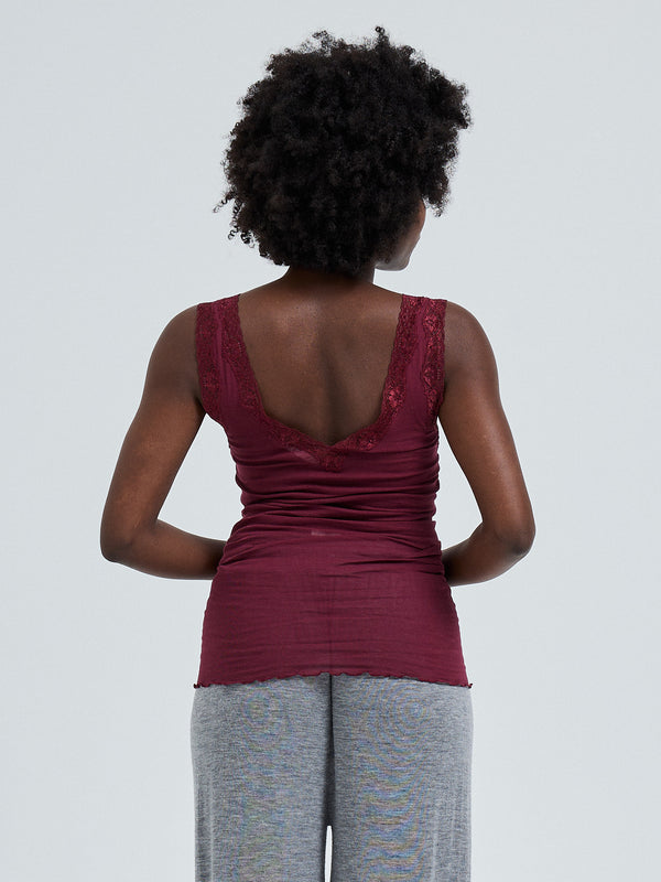 Seamless Basic Cotton Lacey | Bomuld Tanktop Burgundy