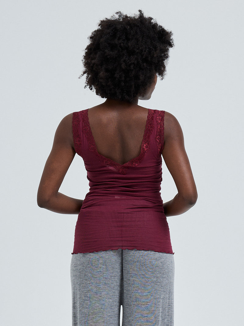 Seamless Basic Cotton Lacey | Bomuld Tanktop Burgundy
