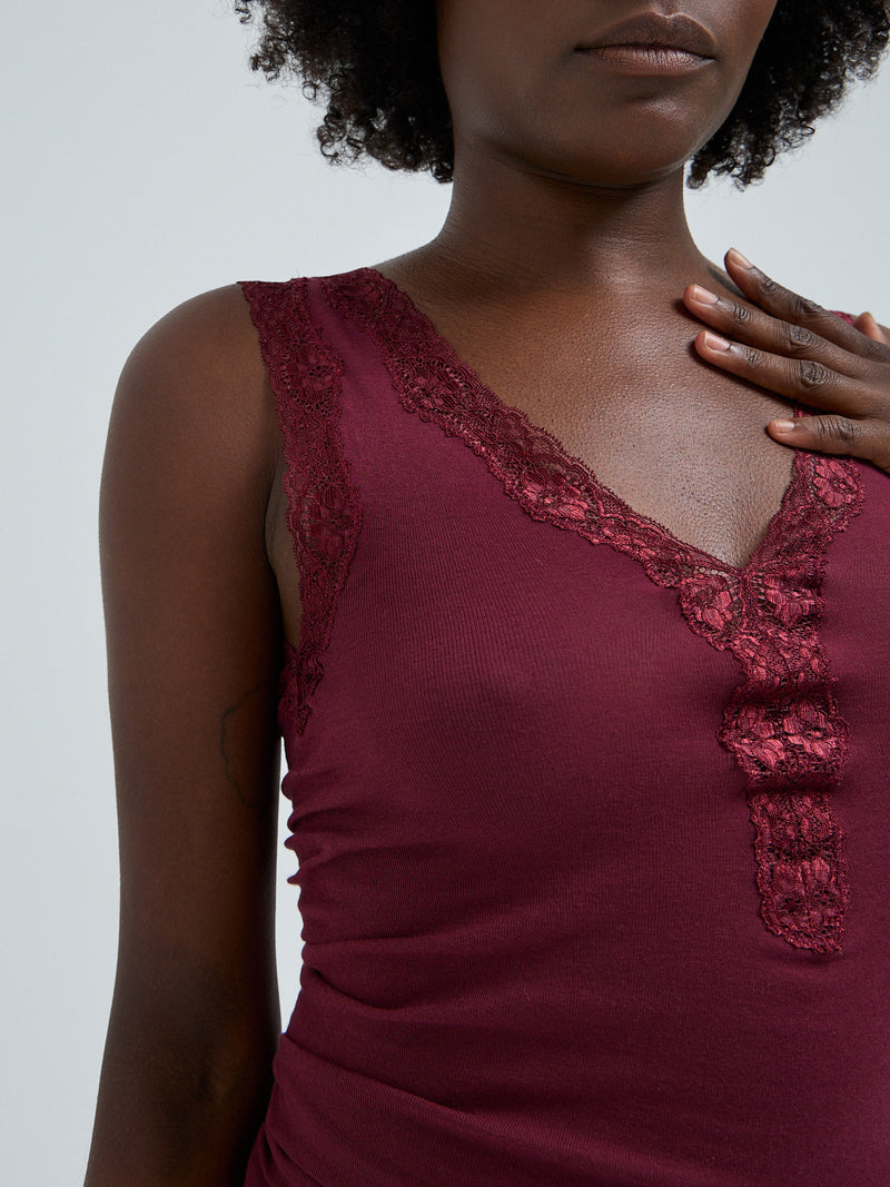 Seamless Basic Cotton Lacey | Bomuld Tanktop Burgundy