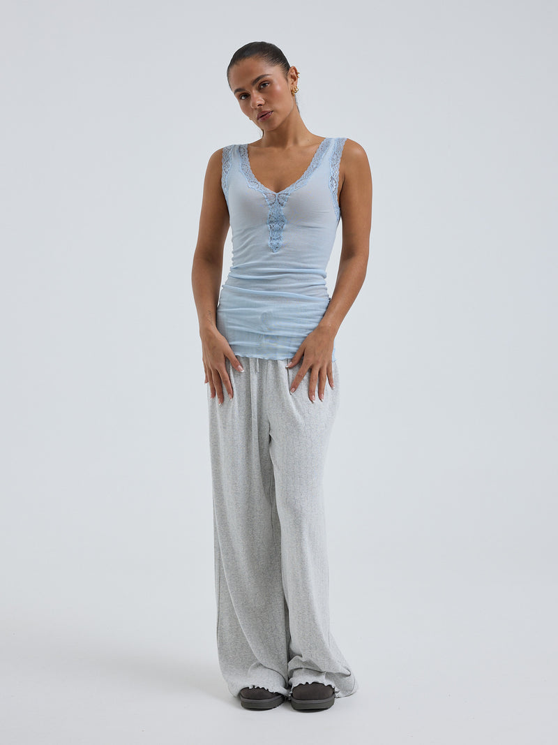 Seamless Basic Cotton Lacey | Bomuld Tanktop Hazy Sky