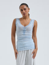 Seamless Basic Cotton Lacey | Bomuld Tanktop Hazy Sky