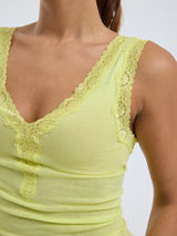 Seamless Basic Cotton Lacey | Bomuld Tanktop Neon Yellow