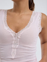 Seamless Basic Cotton Lacey | Bomuld Tanktop Pale Rose