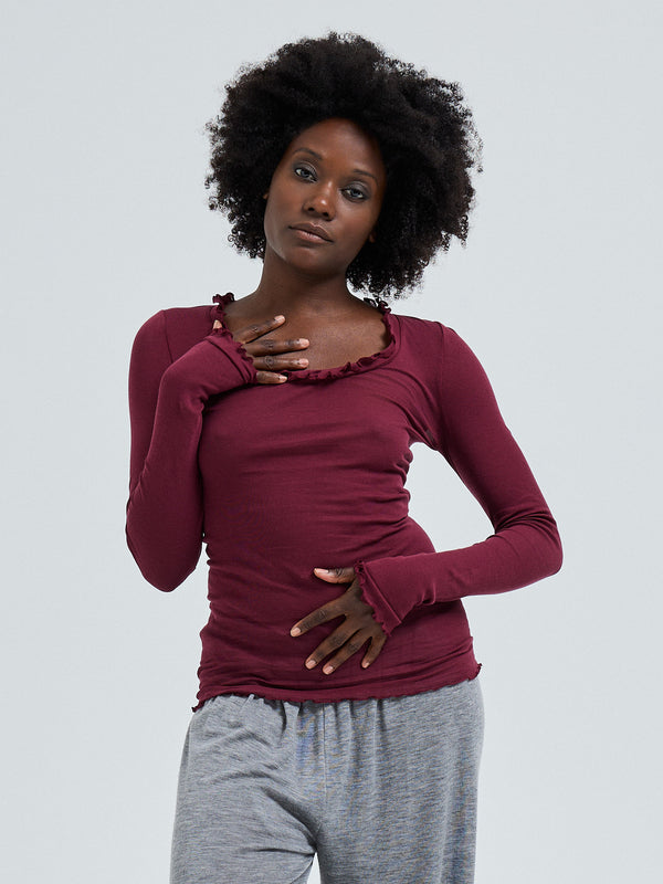 Seamless Basic Cotton Romance | Bomuld L/S T-Shirt Burgundy