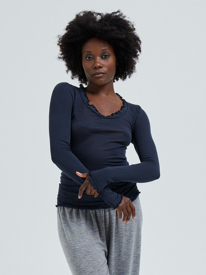 Seamless Basic Cotton Romance | Bomuld L/S T-Shirt Midnight
