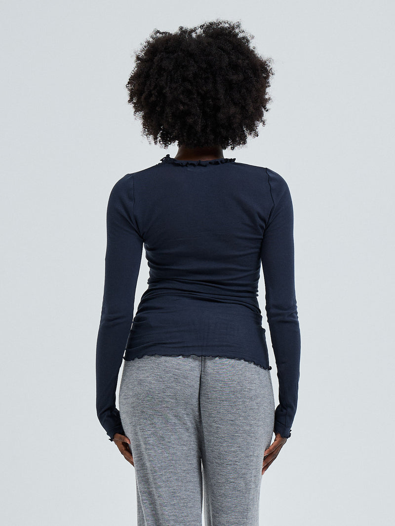 Seamless Basic Cotton Romance | Bomuld L/S T-Shirt Midnight