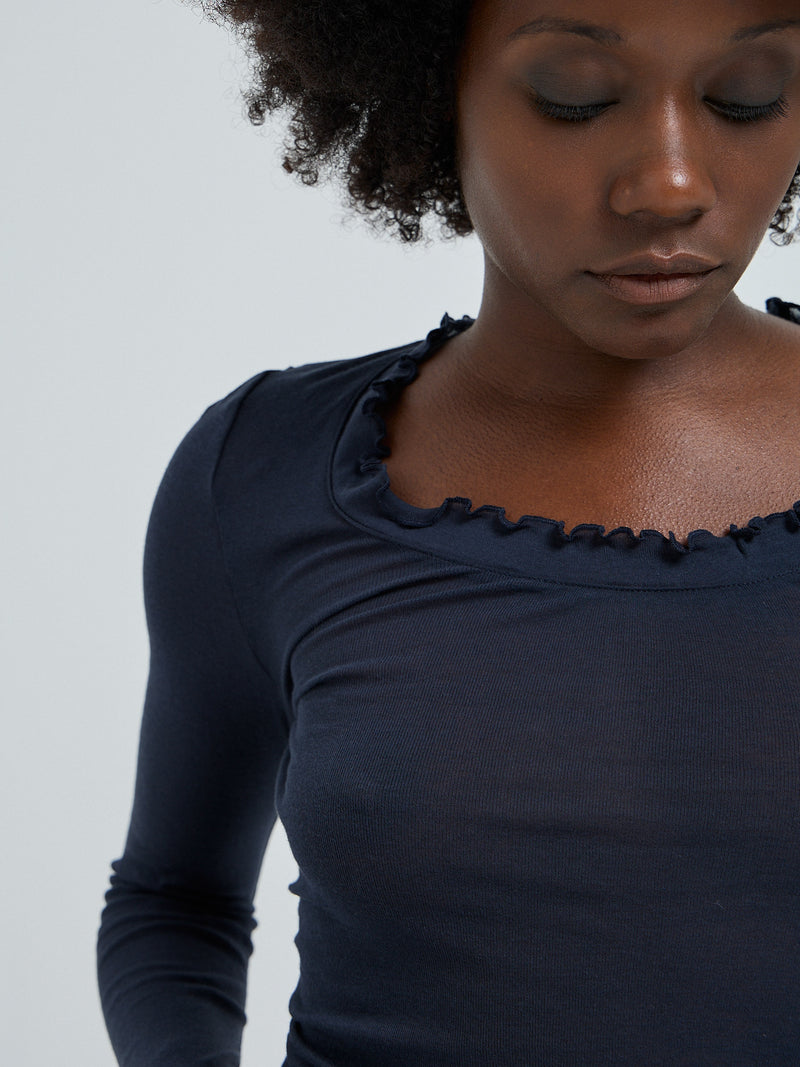 Seamless Basic Cotton Romance | Bomuld L/S T-Shirt Midnight